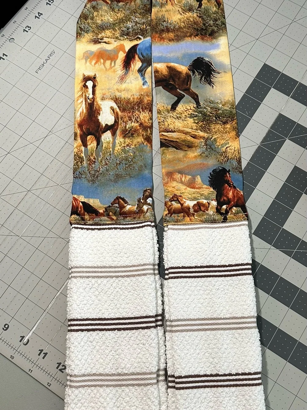 Handmade Kitchen Scarf with Horse Ranch Print